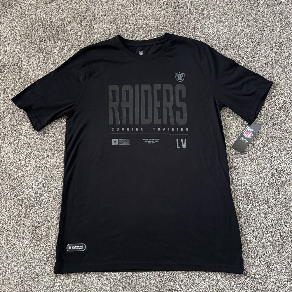 Las Vegas Raiders Combine Authentic Training NFL Black T-Shirt Size Large NWT